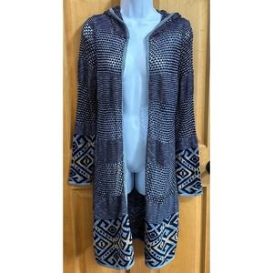 EUC Christopher & Banks Women’s Sz Small Aztec Hooded Sweater Cardigan